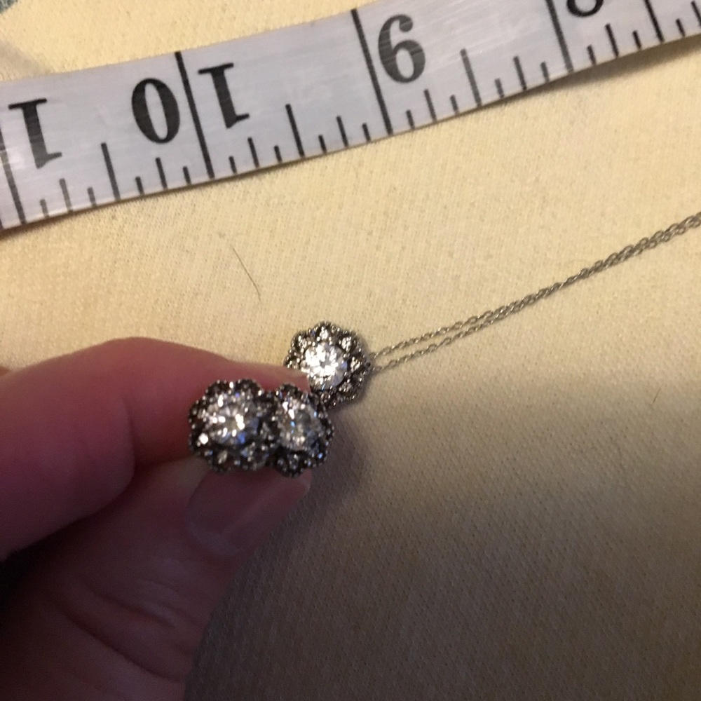 Sterling silver cz flower necklace & earrings